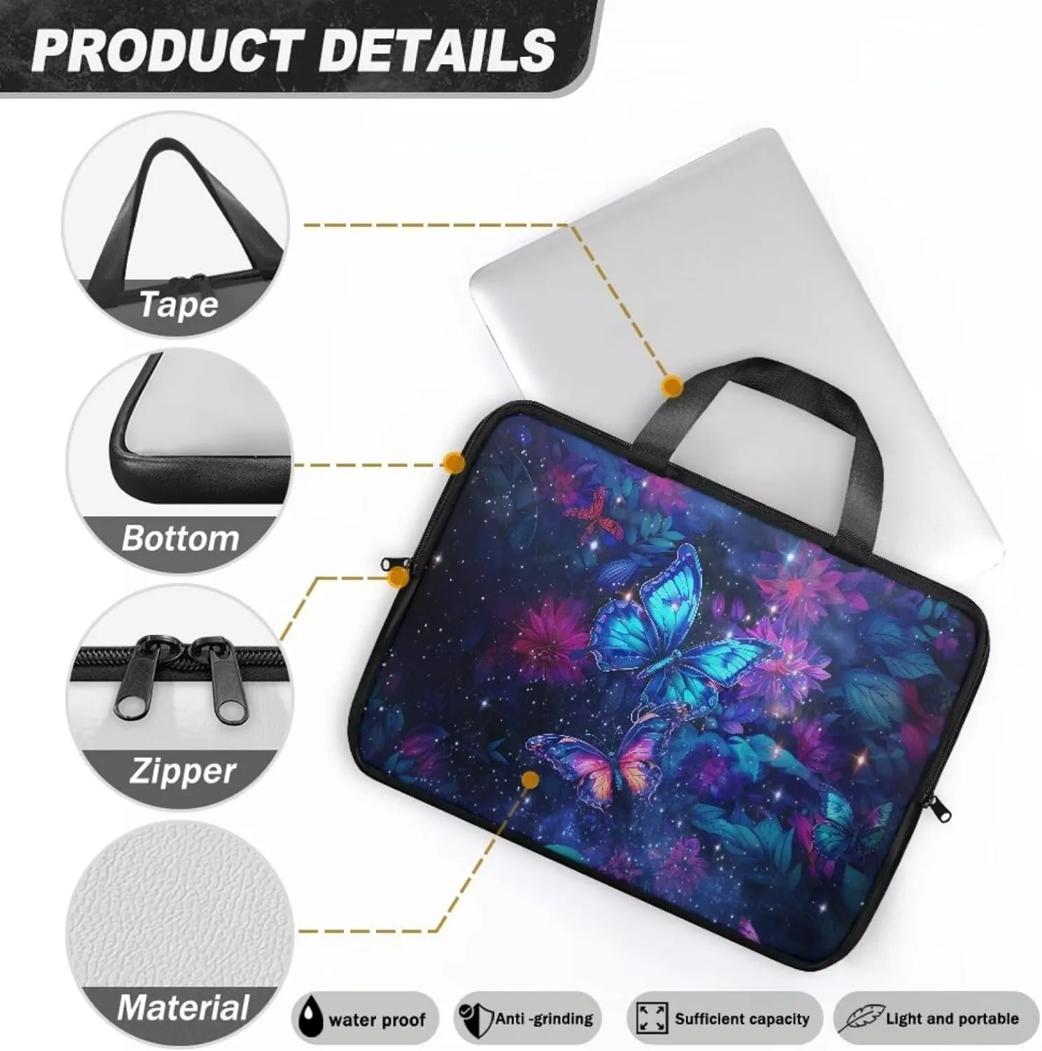 10-17 inch Laptop Bag Protective Laptop Sleeve Waterproof PU Leather Computer Carrying Bag