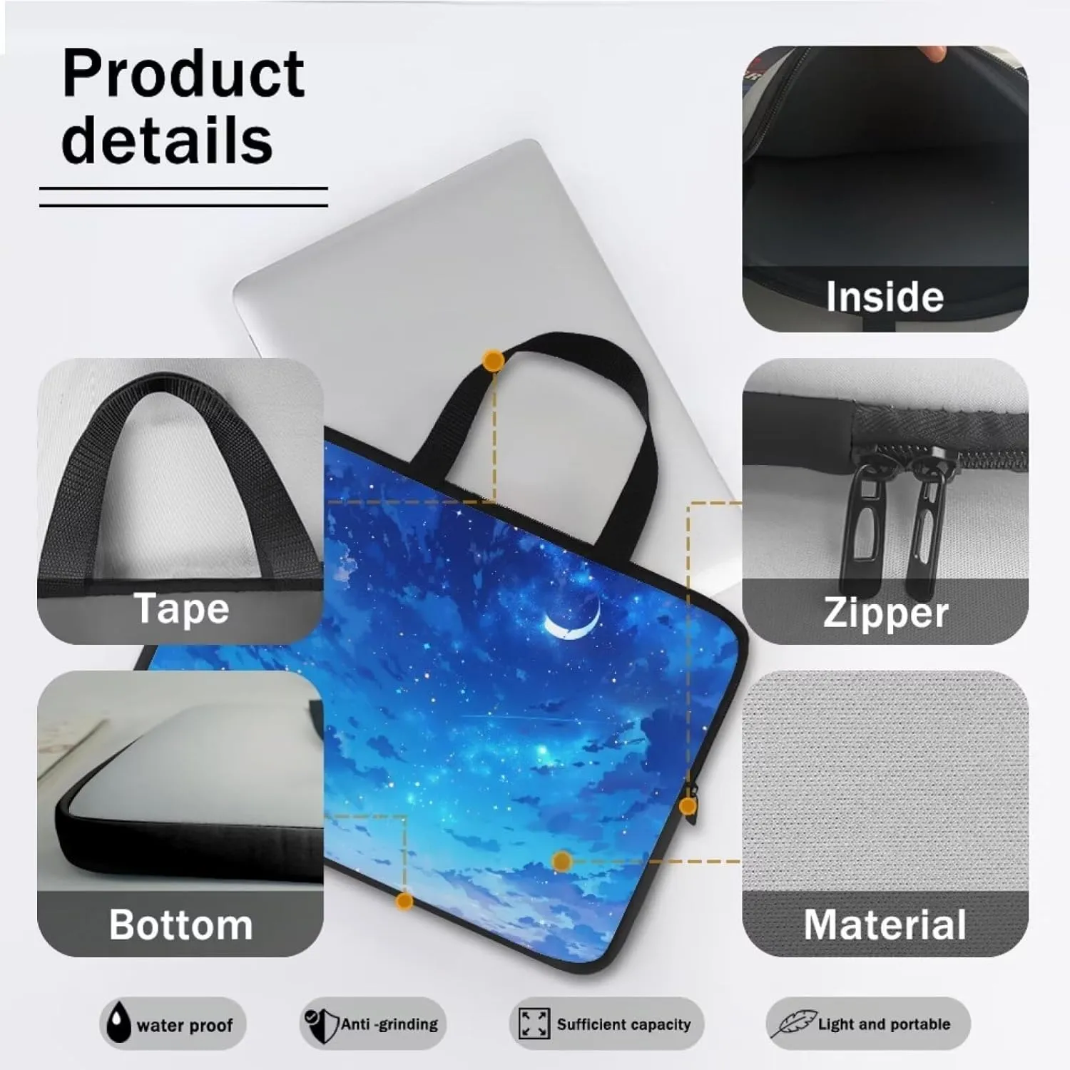 10-17Inch Laptop Bag Sleeve Case with padded handle for Pad/Netbook/Tablet/Reader