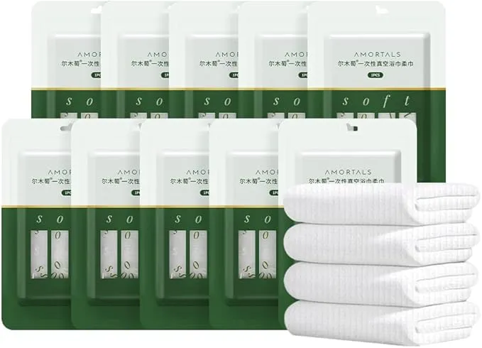10 Packs Large Compressed Towel, 55.12'' x 28'' Disposable Cotton Bath Towels, Portable Thick Cotton Towel Reusable Suitable for Hiking Camping Beach Swimming and Traveling