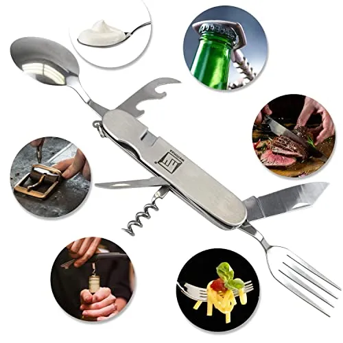 10pcs Stainless Steel Camping Cooking Set – Compact All-in-One Cookware Kit