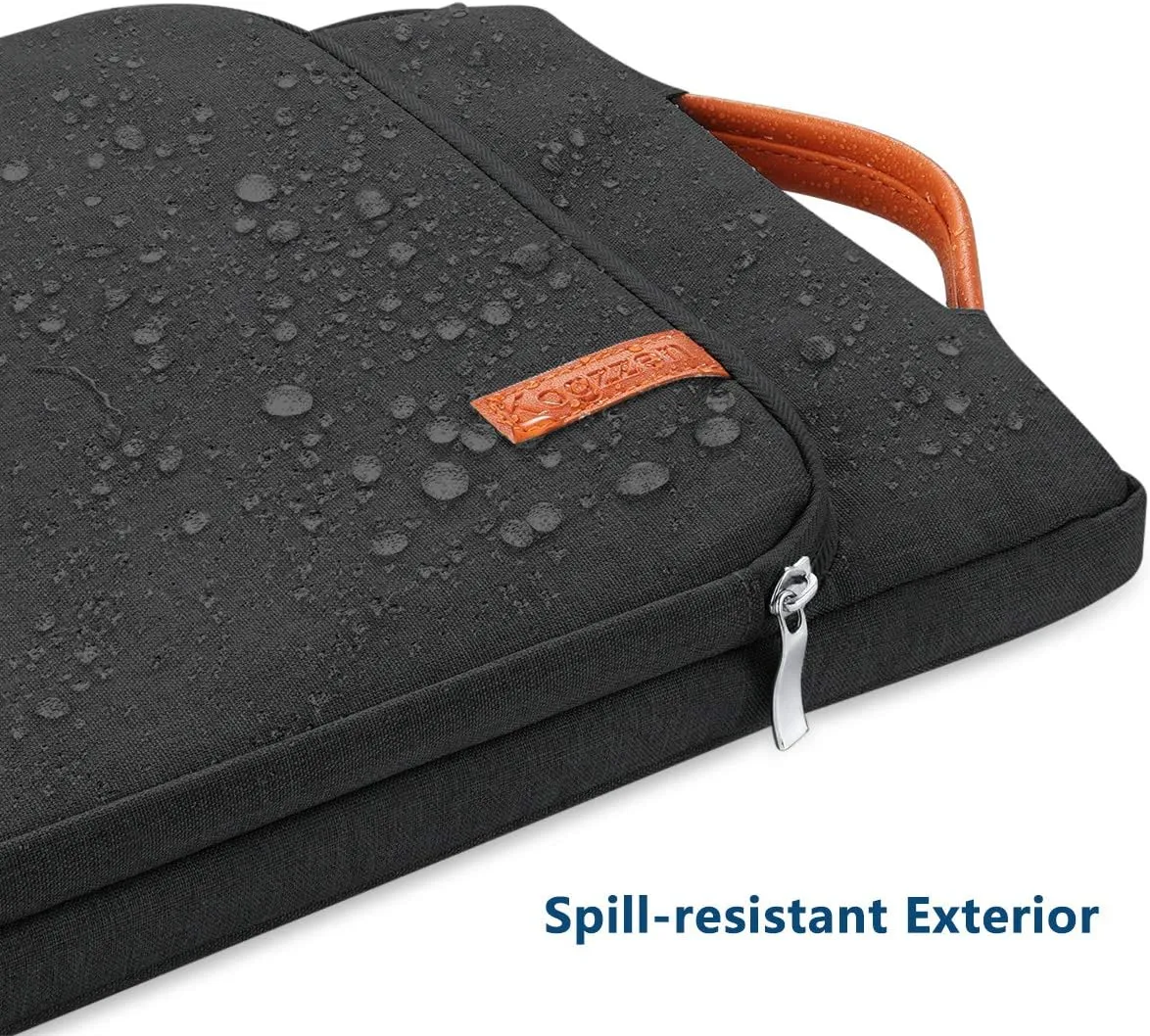 11 11.6 12 Inch Laptop Sleeve Tablet Case Compatible with MacBook 12"/ MacBook Air 11.6"/ Surface Pro, Waterproof Notebook Bag, Chromebook Dell Samsung HP Acer Asus - Black