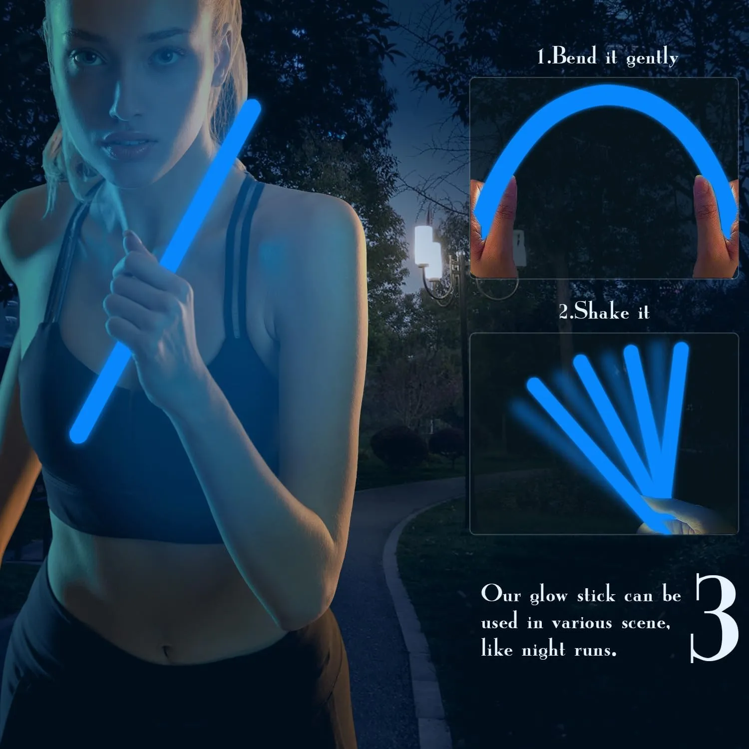 12 Inch Blue Glow Stick Bulk 24 PCS Jumbo Glow Sticks Glow in the Dark Party Supplies Light Up Sticks Party Favors Glow Toy for Halloween,Christmas,New Year,Valentine's Day,Wedding,Birthday