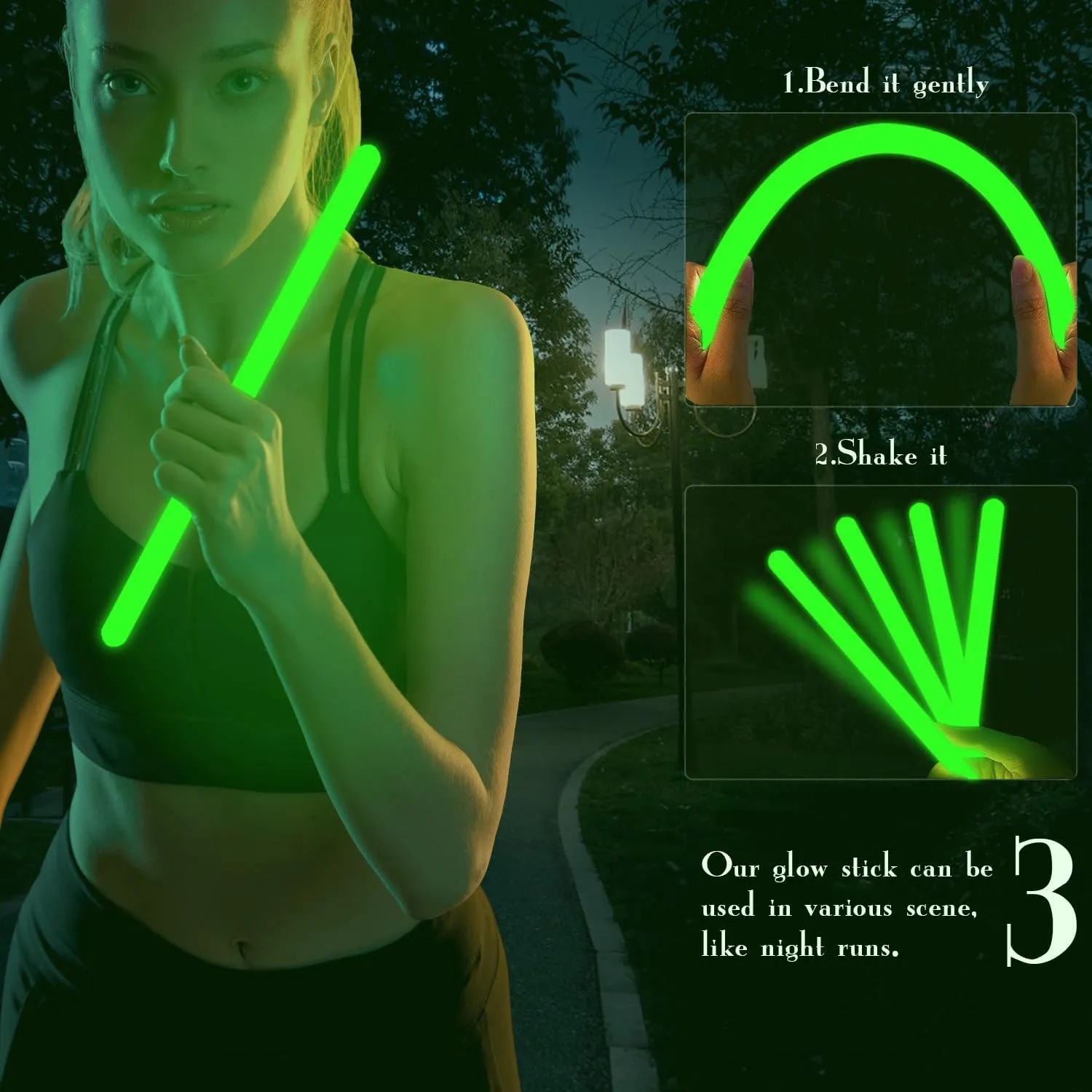 12 Inch Green Glow Stick Bulk 24 PCS Jumbo Glow Sticks Glow in the Dark Party Supplies Light Up Sticks Party Favors Glow Toy for Halloween,Christmas,Hawaii Carnival,Wedding,Birthday