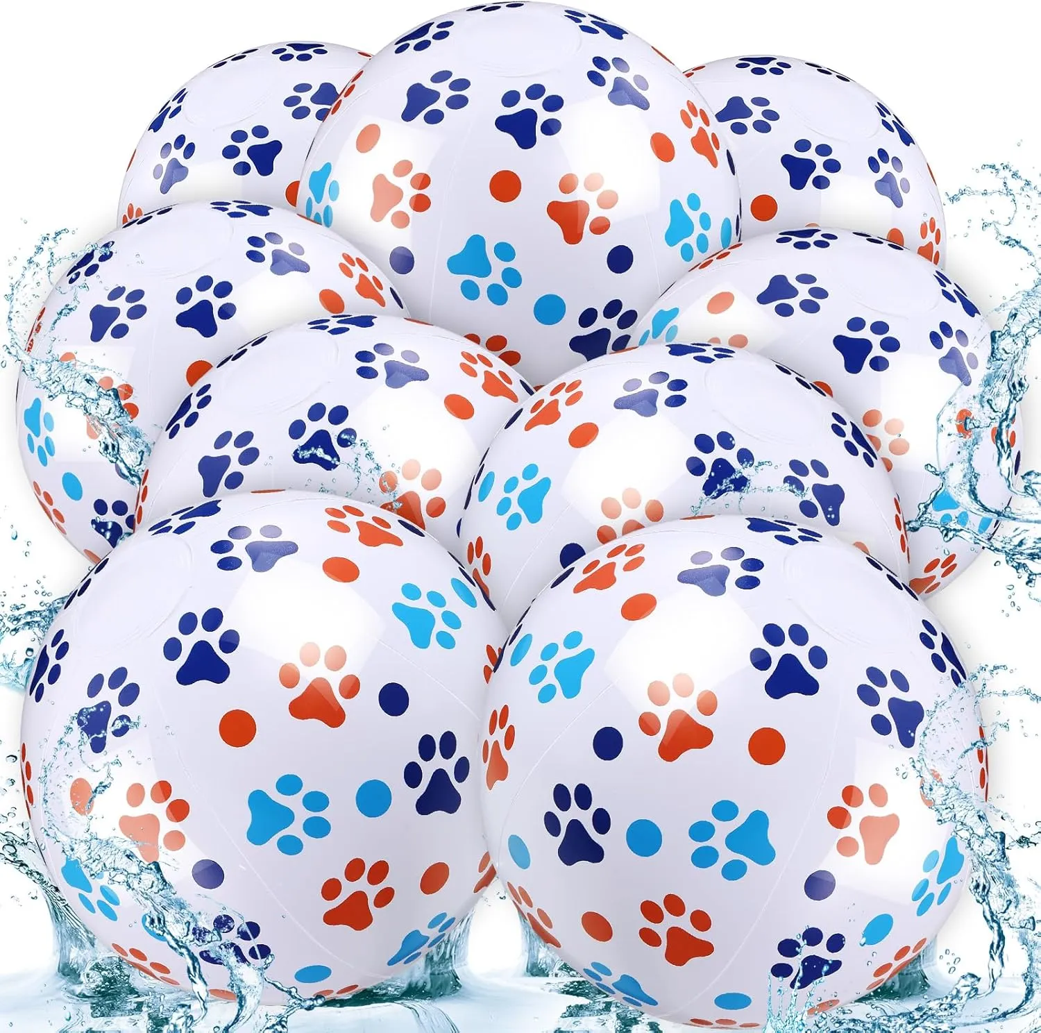 12 Pack Beach Ball 8.5 in Inflatable Beach Balls Bulk for Kids & Adults Cartoon Swimming Pool Toys Pool Party Favors for Birthday Summer Outdoor (Dog Paw)