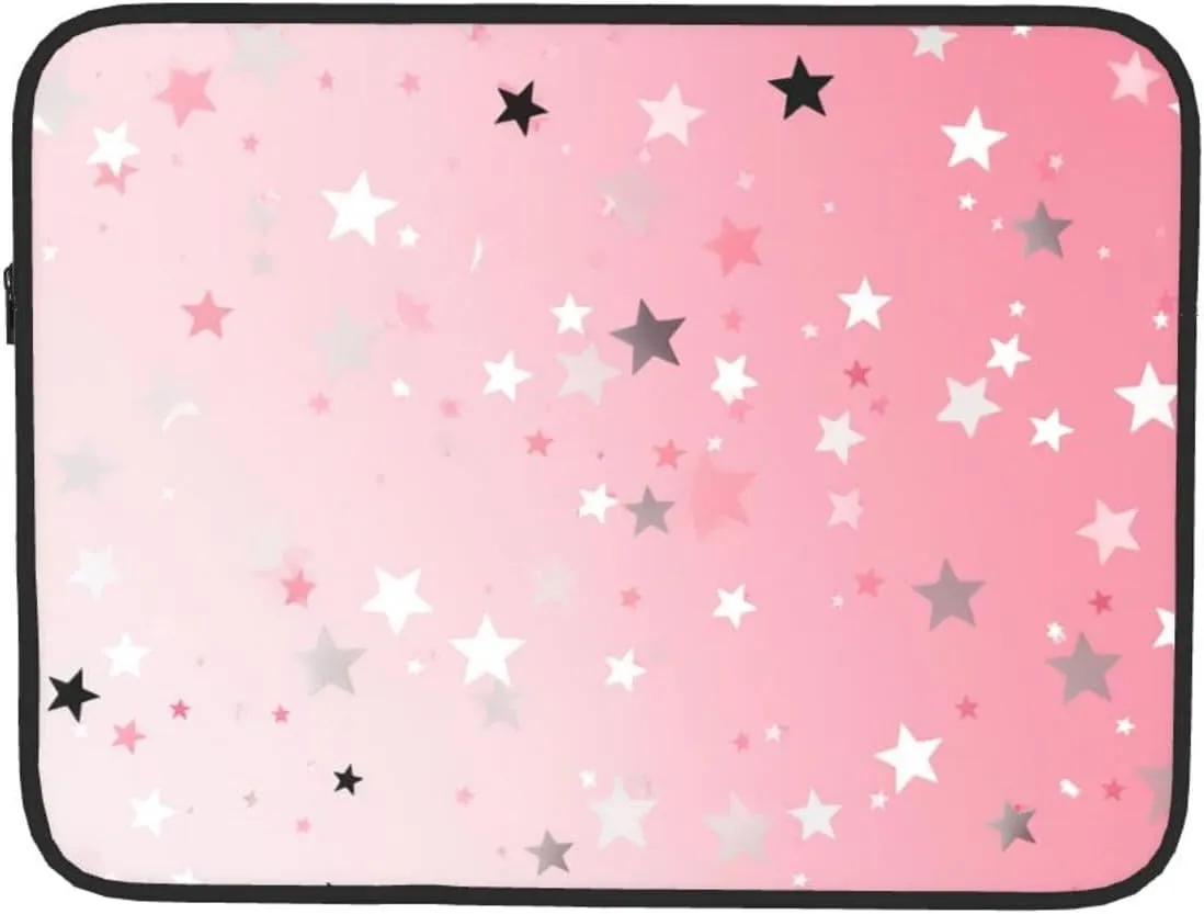 13 Inch Laptop Sleeve Bag Waterproof Shockproof Laptop Case Bag Pink White Stars Computer Skin Bags Lightweight Tablet Carrying Case