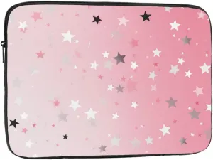 13 Inch Laptop Sleeve Bag Waterproof Shockproof Laptop Case Bag Pink White Stars Computer Skin Bags Lightweight Tablet Carrying Case