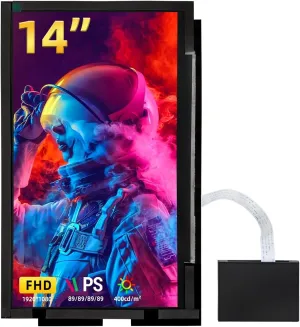 14 Inch LCD Screen for Lian Li O11 Mini PC Case FHD 1920x1080 Laptop Screen Replacement PC Secondary Display HDMI 72% NTSC (Black)