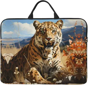 14in Leopard in search of prey Print Laptop Case Sleeve Bag – Shock-Resistant Padded Interior, Perfect for Business and Daily Commute