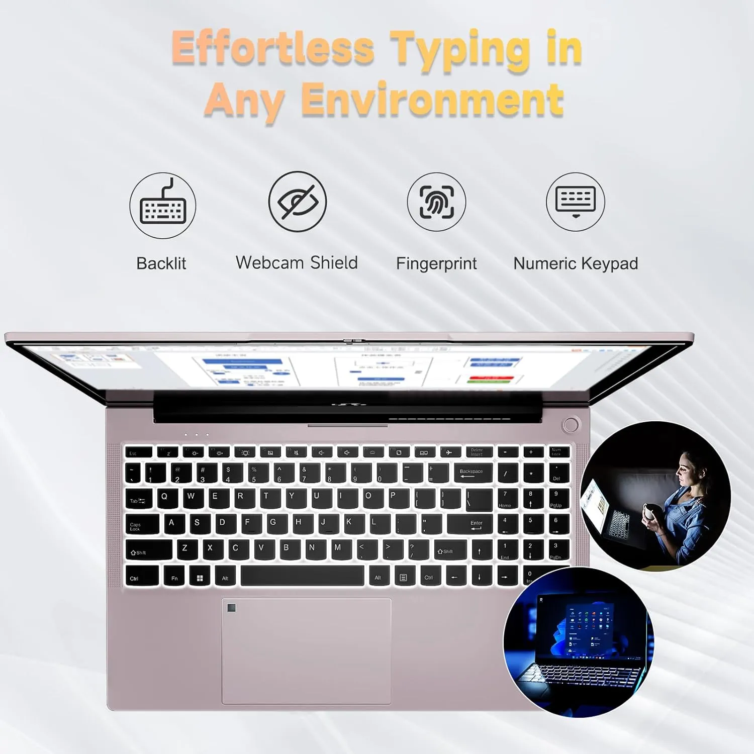 15.6-FHD-Laptop Student-Laptop, 16GB RAM 1TB SSD, Intel Pentium Quad-Core N100 Processor (Up to 3.4GHz) Backlit Keyboard Fingerprint WiFi 6 BT5.2 Business-Laptop, 2 Years Warranty Windows 11 Laptop