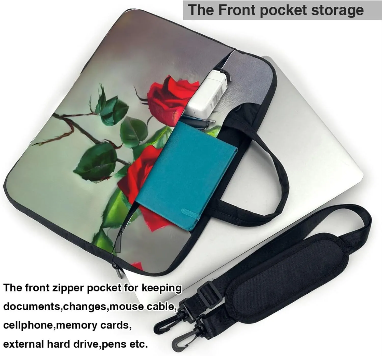15.6 Inch Laptop Bag - Case with Soft Interior, Multiple Pockets - Ideal, Travel and Business Salmon pattern