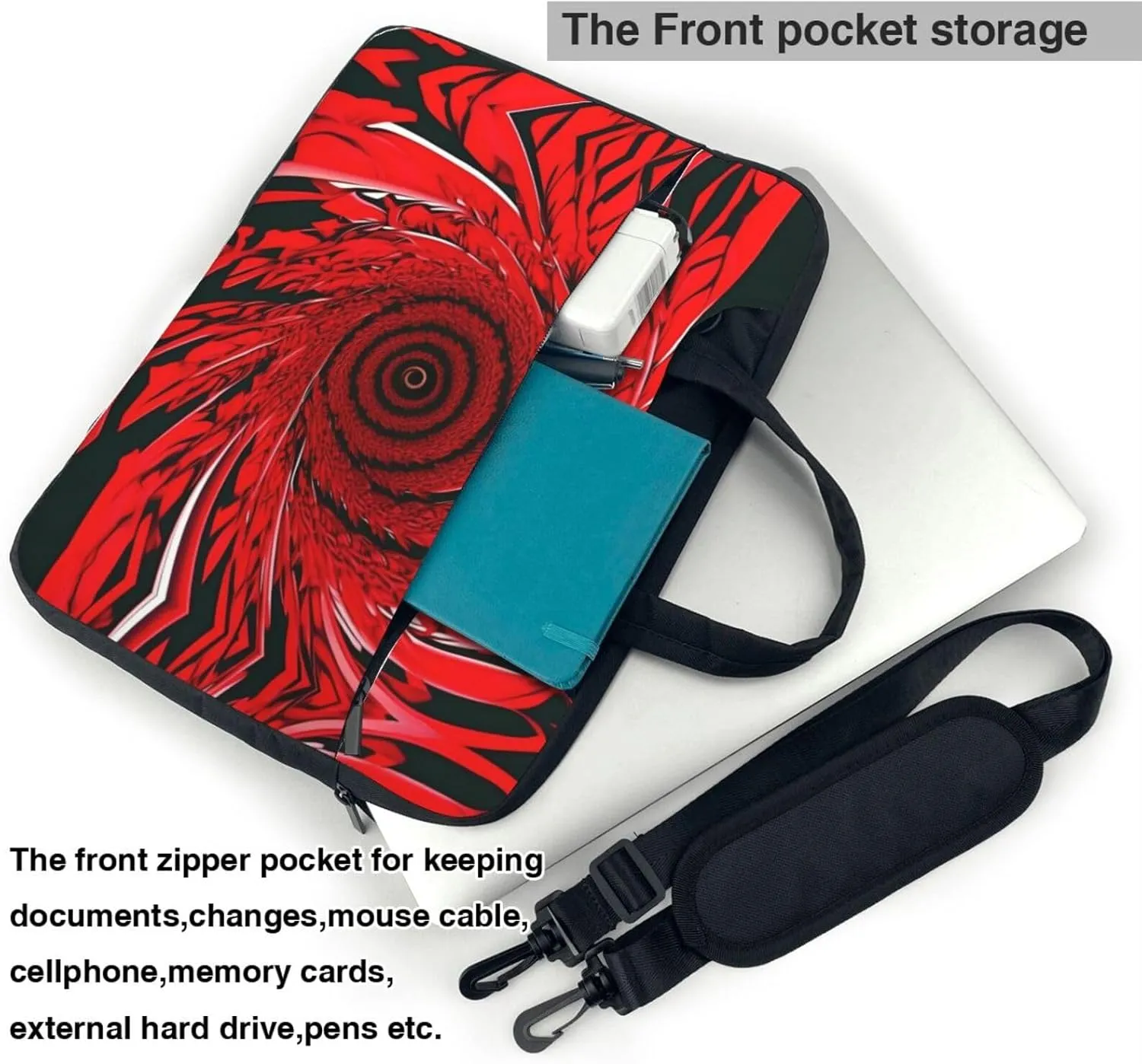 15.6 Inch Laptop Bag - Case with Soft Interior, Multiple Pockets - Ideal, Travel and Business Salmon pattern