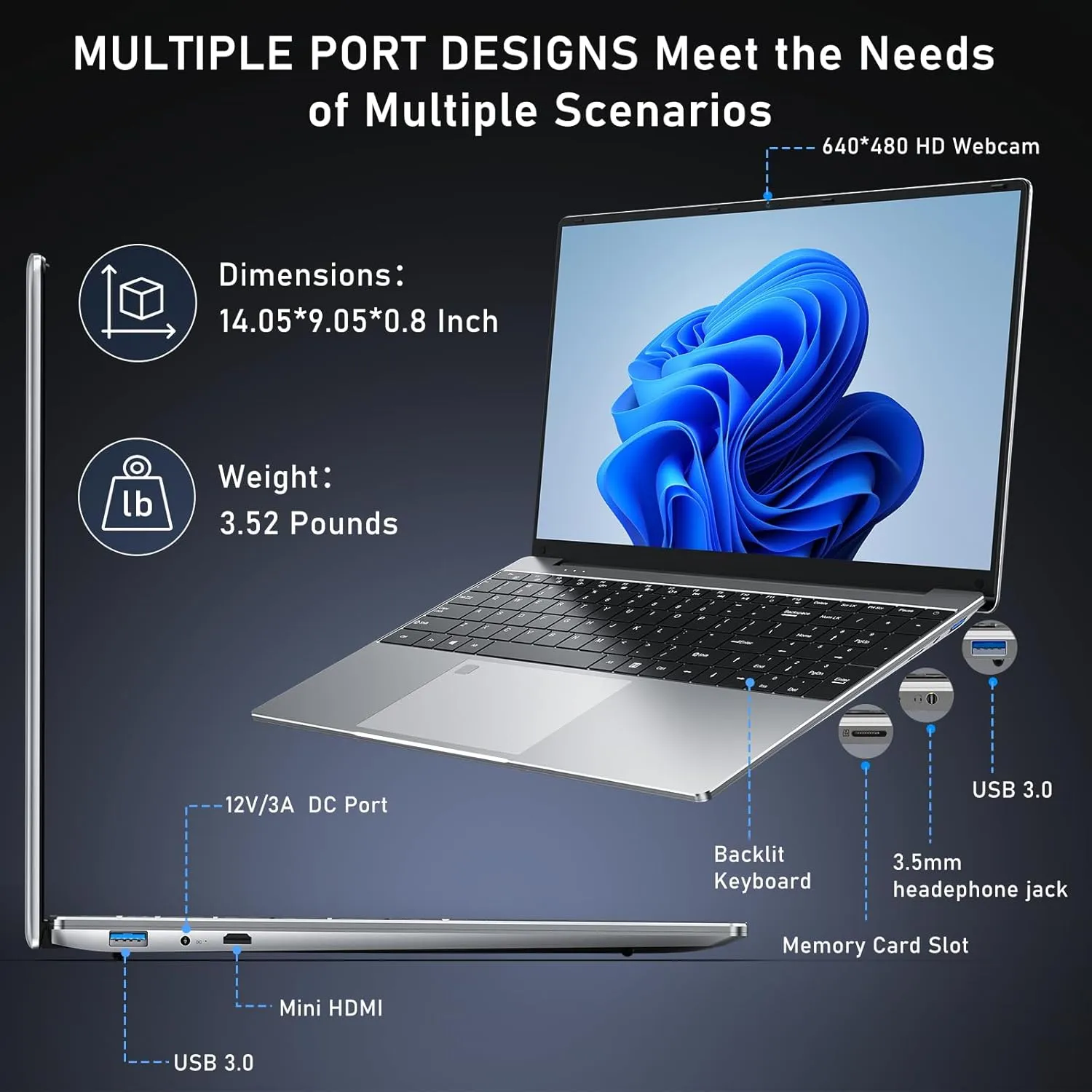 15.6 Inch Laptop Computer,16GB RAM 1TB SSD,N5095 4C/4T Processor(up to 2.9Ghz),UHD Graphics,15.6” FHD 1920 * 1080 Display,WiFi 5,BT5.0,Backlit Keyboard,Fingerprint Unlock