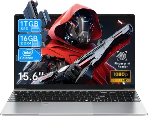 15.6 Inch Laptop Computer,16GB RAM 1TB SSD,N5095 4C/4T Processor(up to 2.9Ghz),UHD Graphics,15.6” FHD 1920 * 1080 Display,WiFi 5,BT5.0,Backlit Keyboard,Fingerprint Unlock