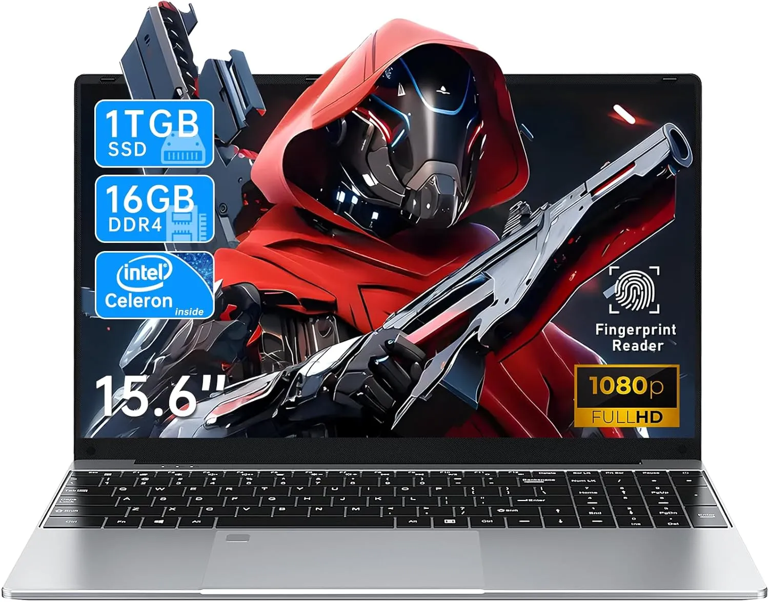 15.6 Inch Laptop Computer,16GB RAM 1TB SSD,N5095 4C/4T Processor(up to 2.9Ghz),UHD Graphics,15.6” FHD 1920 * 1080 Display,WiFi 5,BT5.0,Backlit Keyboard,Fingerprint Unlock