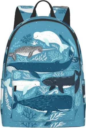 16 inch backpack Whales Laptop Backpack Full Print School Bookbag Shoulder Bag for Travel Daypack