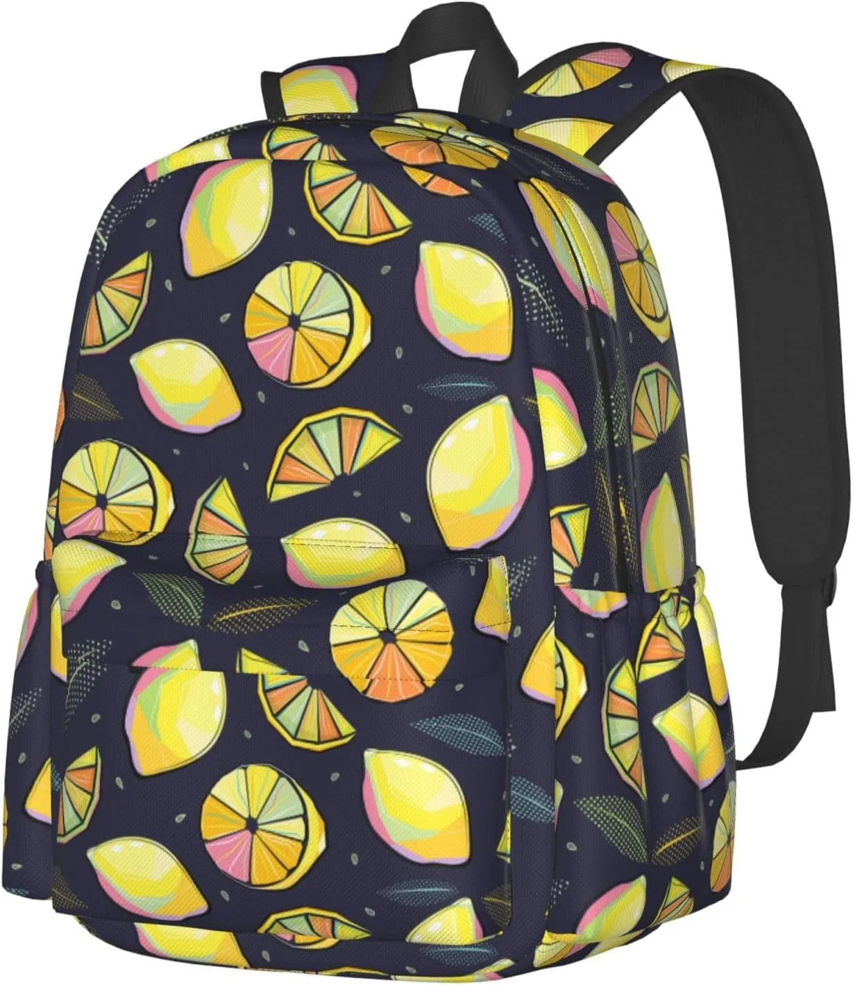 17 inch Backpack Pop Art Lemon Citrus Leaves Laptop Backpack School Bookbag Shoulder Bag Casual Daypack