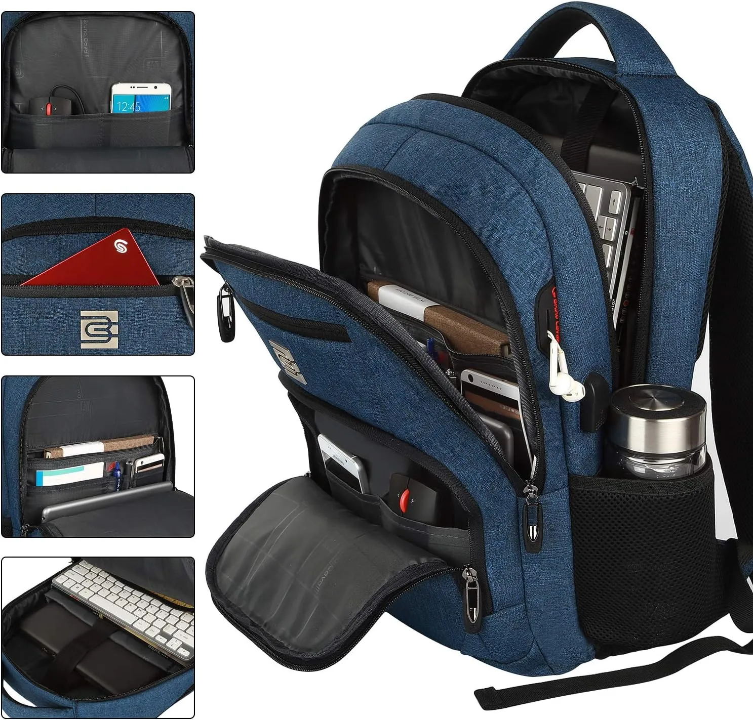 17 Inch Laptop Backpack, Business Anti Theft Slim Durable Laptops Backpack with USB Charging Port, Water Resistant College Computer Bag Gifts for Men & Women Fits 15.6 Inch Notebook-Blue