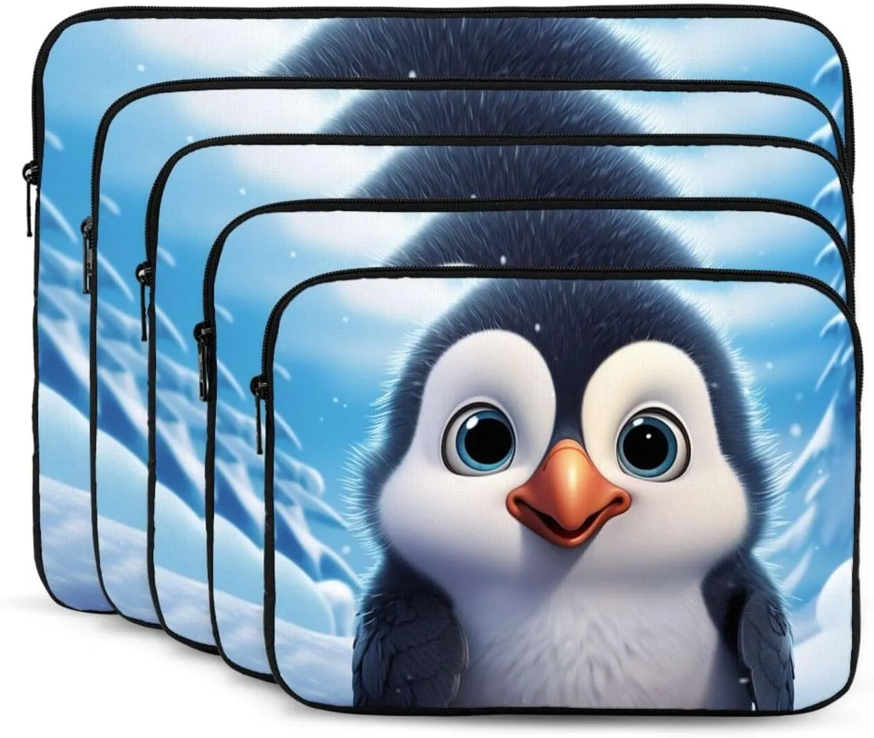 17 Inch Laptop Sleeve Bag Waterproof Shockproof Laptop Case Bag Cartoon Cute Penguin Computer Skin Bags Lightweight Tablet Carrying Case