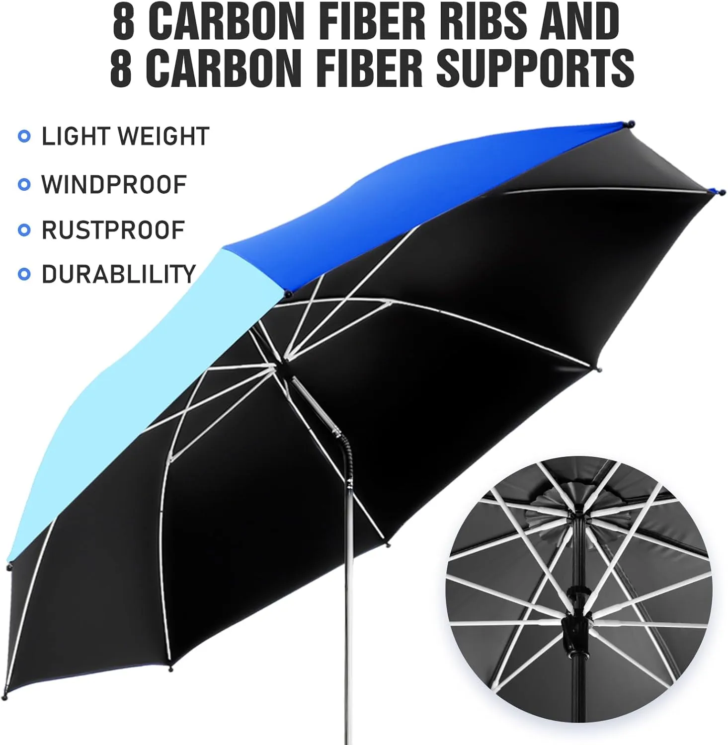 2 Pack Beach Umbrella with 360 Universal Clamp, UPF50  Umbrella Outdoor Patio Sun Protection for Chairs, Beach &Patio Use (Not Include Chair)