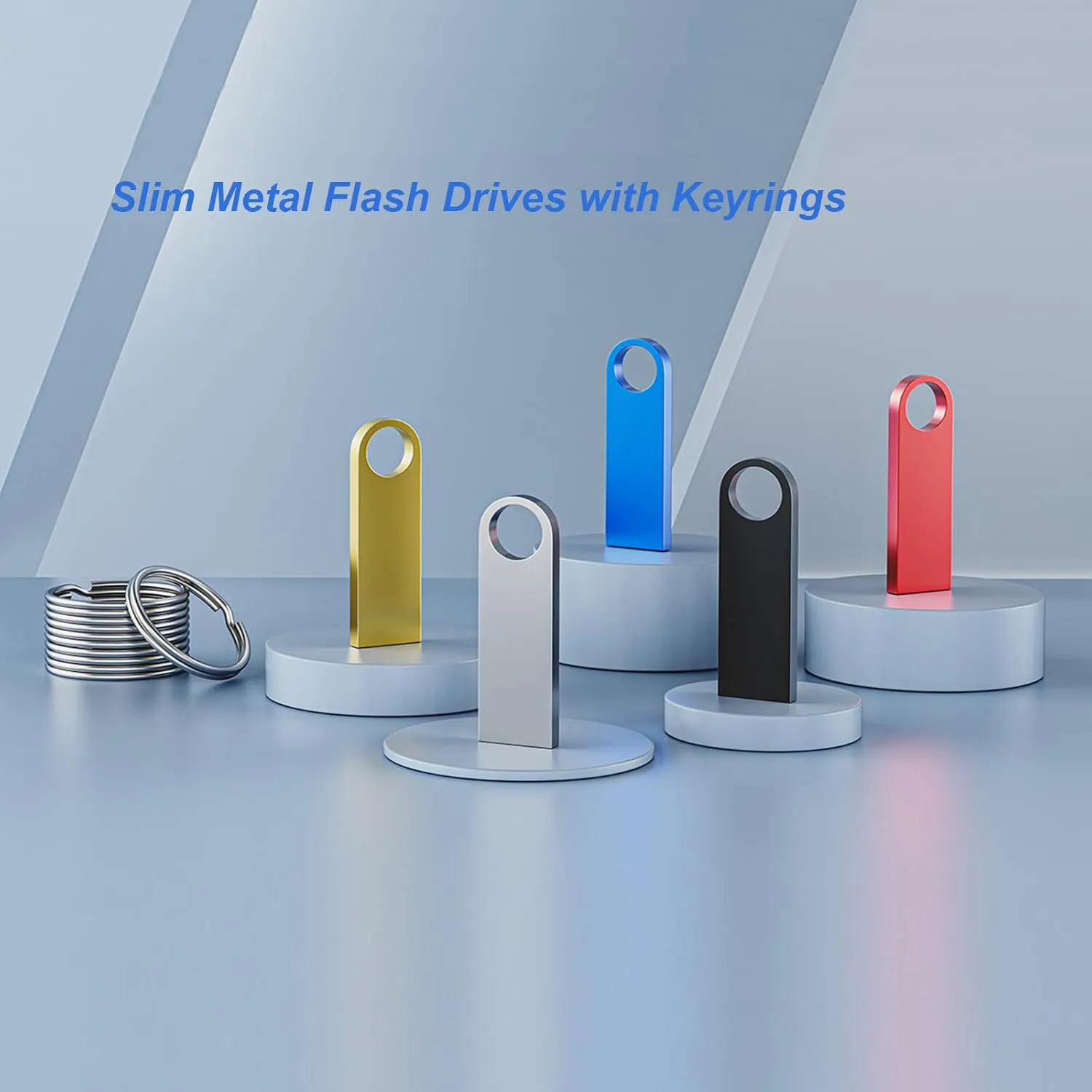 20 Pack 4GB USB Flash Drive with Keychains, Wooolken Sleek Metal USB 2.0 Thumb Drives Memory Stick for PC Laptop Computer(Dark Grey)