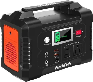 200W Portable Power Station, FlashFish 40800mAh Solar Generator With 110V AC Outlet/2 DC Ports/3 USB Ports, Backup Battery Pack Power Supply for CPAP Outdoor Advanture Load Trip Camping Emergency.