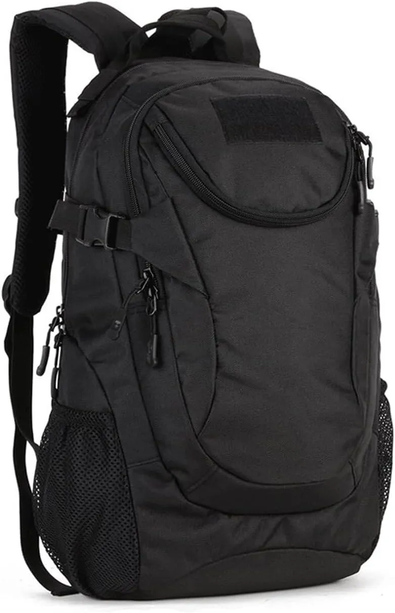 25L Tactical Hiking Backpack, Military Camouflage Hunting Rucksack, Lightweight Waterproof Climbing Sports Bag (Black)