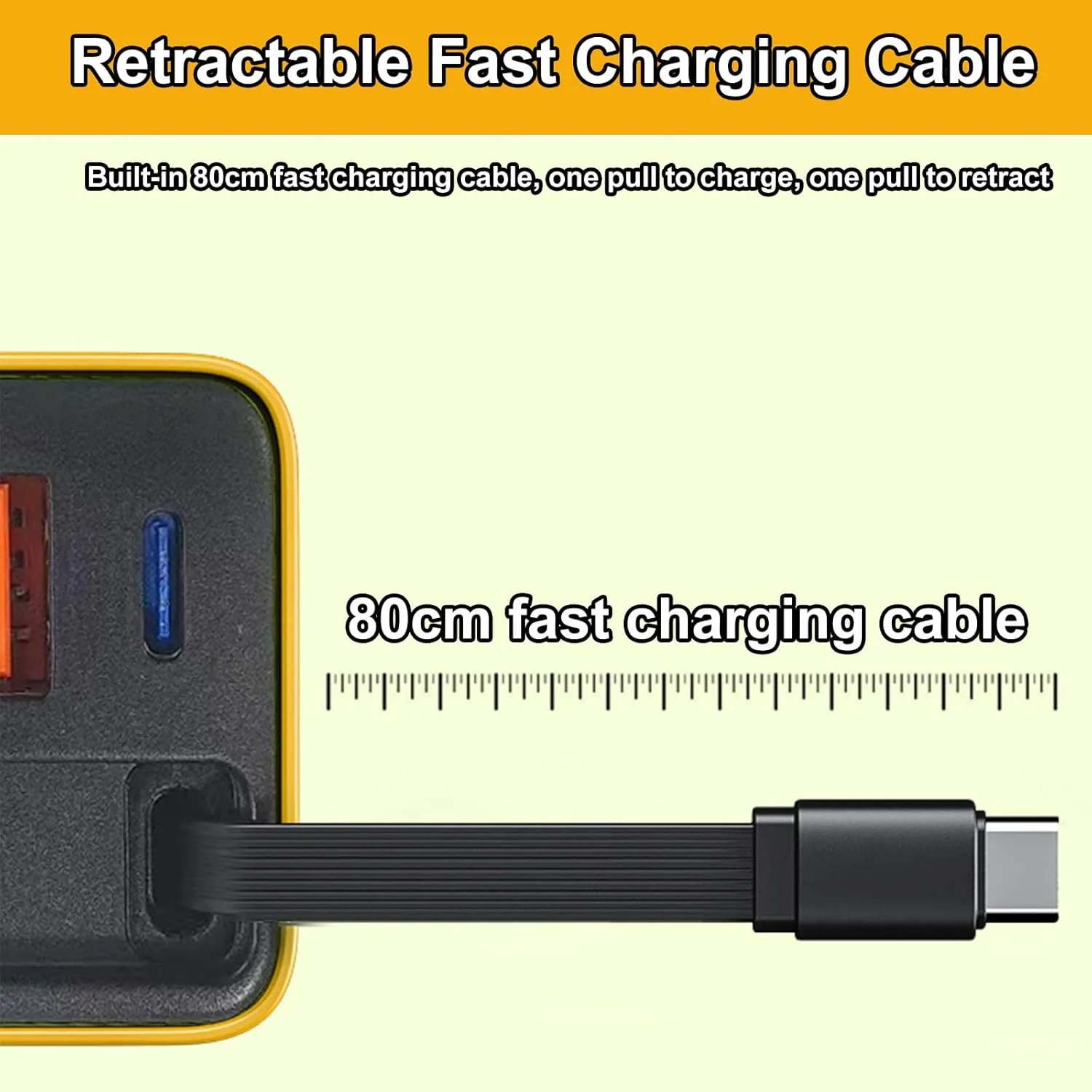 3 in 1 Gan Charger, Scalable 80w Max Fast Charger Module with Type-C Cable and 2 USB Ports, Retractable All in One Chargers, Phone Charger Wall Plug for Phone and Laptops (White, 3pcs)