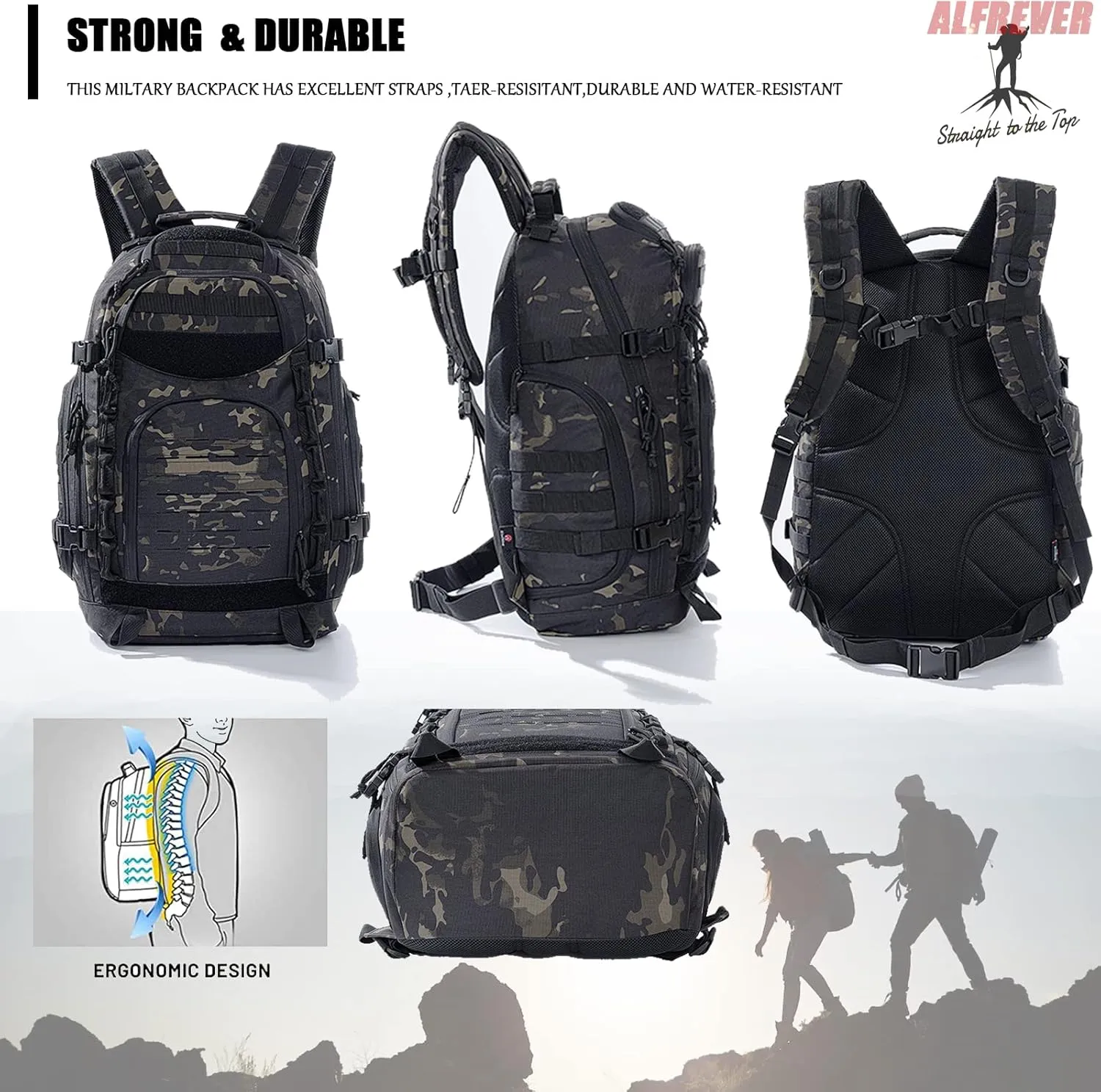 38L Military Tactical Backpack Men Assault Pack Bag|Army Backpacks|Large Camping Hiking Rucksack Daypack for Outdoor