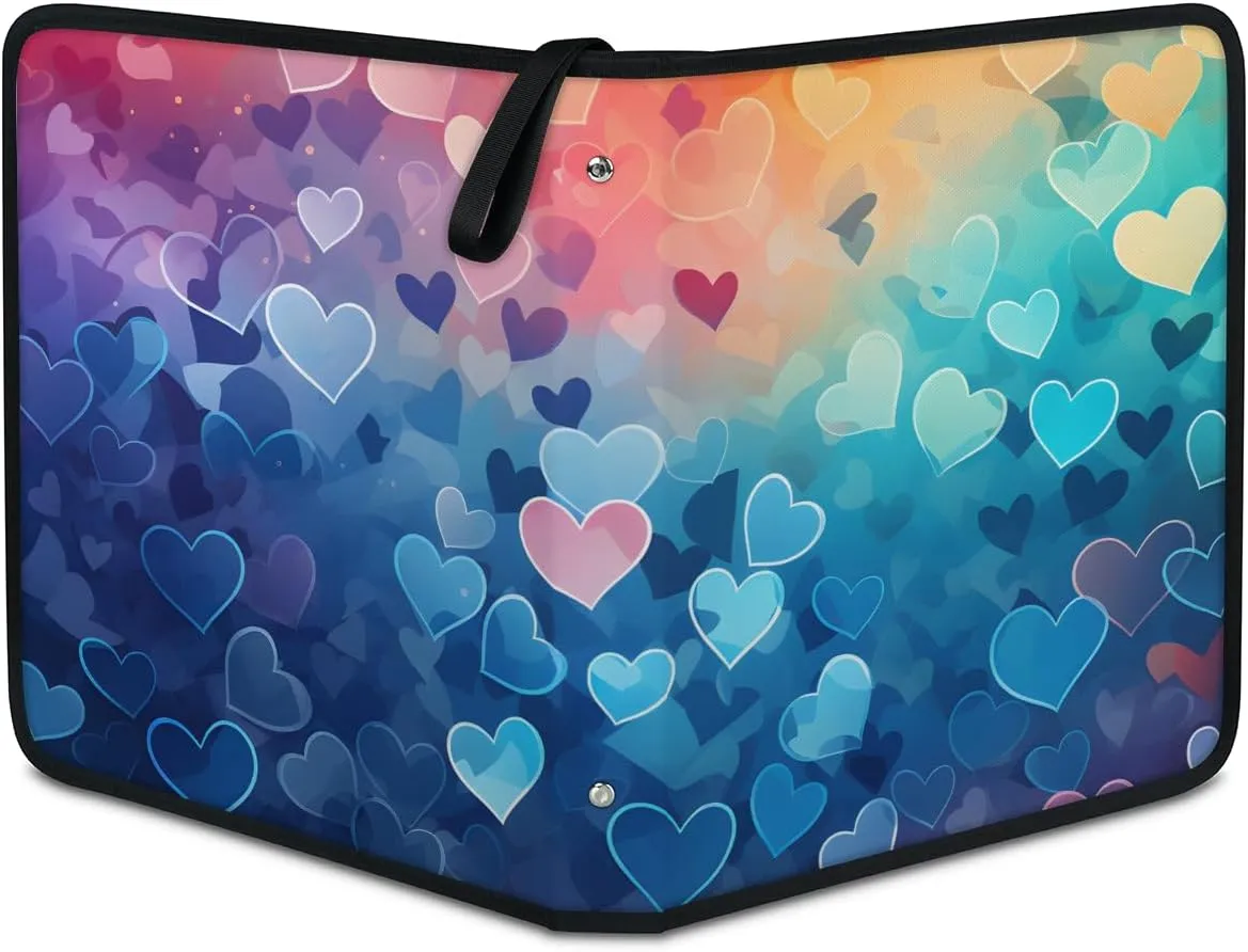 4 Pocket Card Binder, Heart Colorful 400 Pockets Collector Album with Zipper Trading Card Binder, Double Sided Pocket Collection Binder