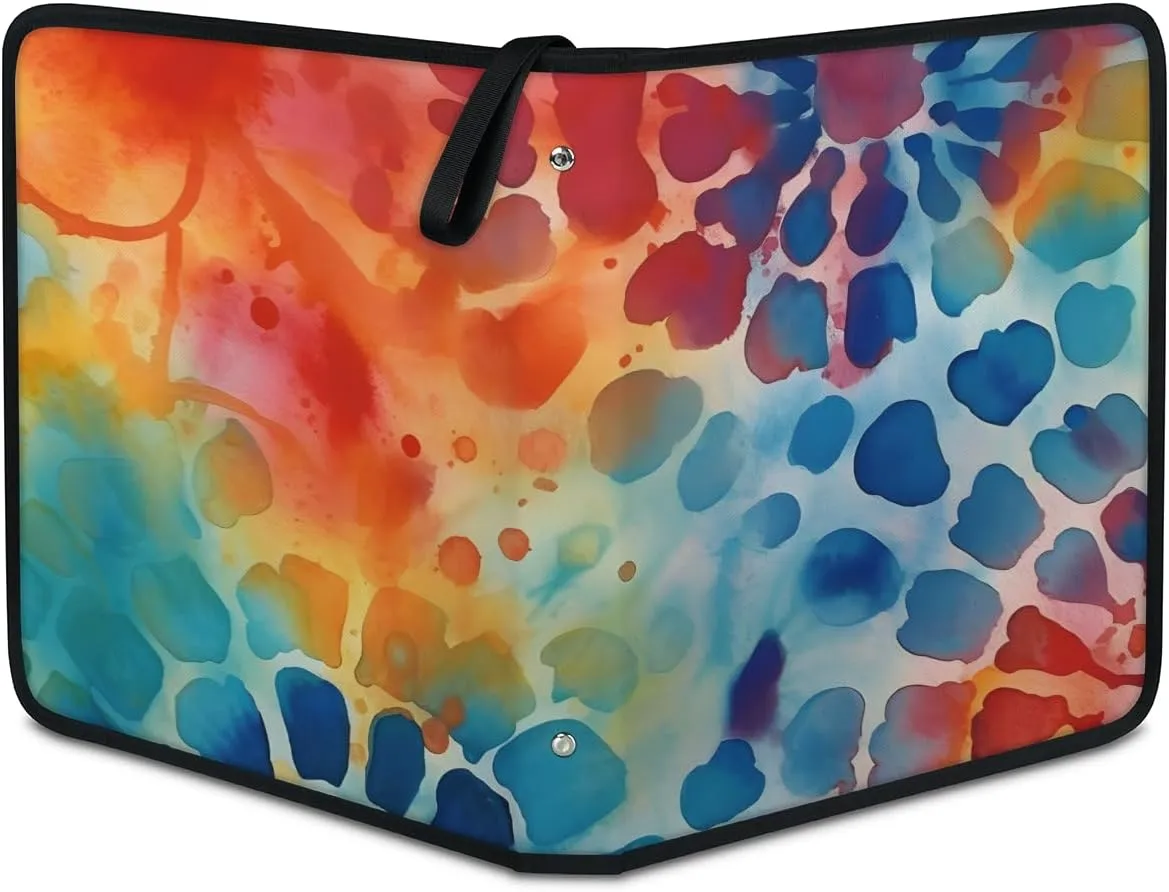4 Pocket Card Binder, Watercolor Explosion 400 Pockets Collector Album with Zipper Trading Card Binder, Colorful Powder Double Sided Pocket Collection Binder