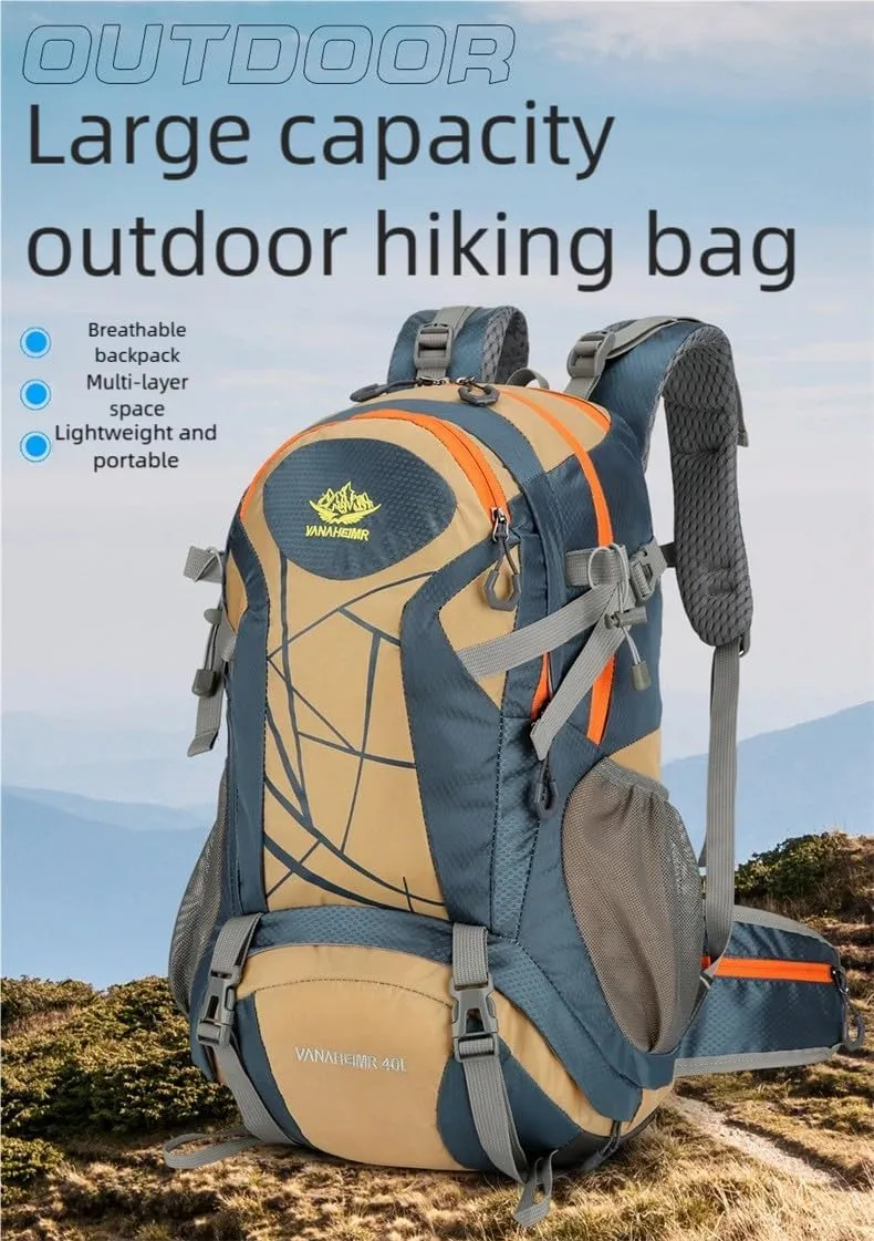 40L men's and women's ultra-light hiking backpacks with belts that can be used to hang moisture-proof pads and hiking poles (red)