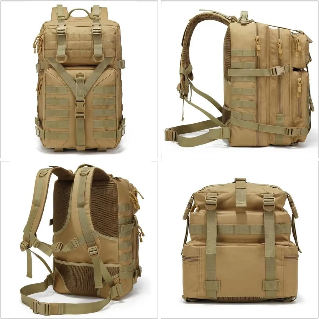 45L Military Tactical Backpack Large Men Army 3 Day Assault Rucksack Molle Bag Daypack (Military Green)