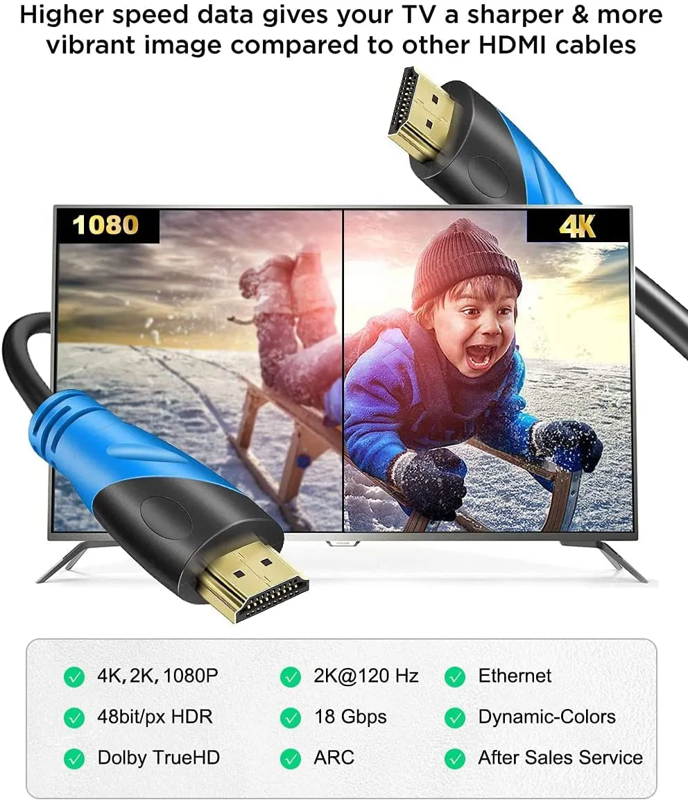 4K HDMI 75 FT Cable (HDMI 2.0,18Gbps) Ultra High Speed Gold Plated Connectors,Ethernet HDMI Cord, 4K@60HZ 2K 1080P 3D ARC Compatible with UHD TV Monitor Laptop Xbox PS4/PS5 ect(23m)