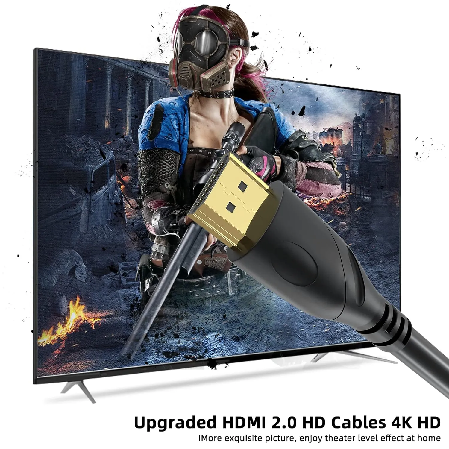 4K HDMI Cable 50ft Ultra High Speed HDMI 2.0 Cables 18gbps Gold Plated Connector Ethernet Audio Return Video 4K 60Hz/2K 30Hz FullHD1080p 3D for Xbox Arc Laptop PS3 PS4 PS9 PC HDTV etc