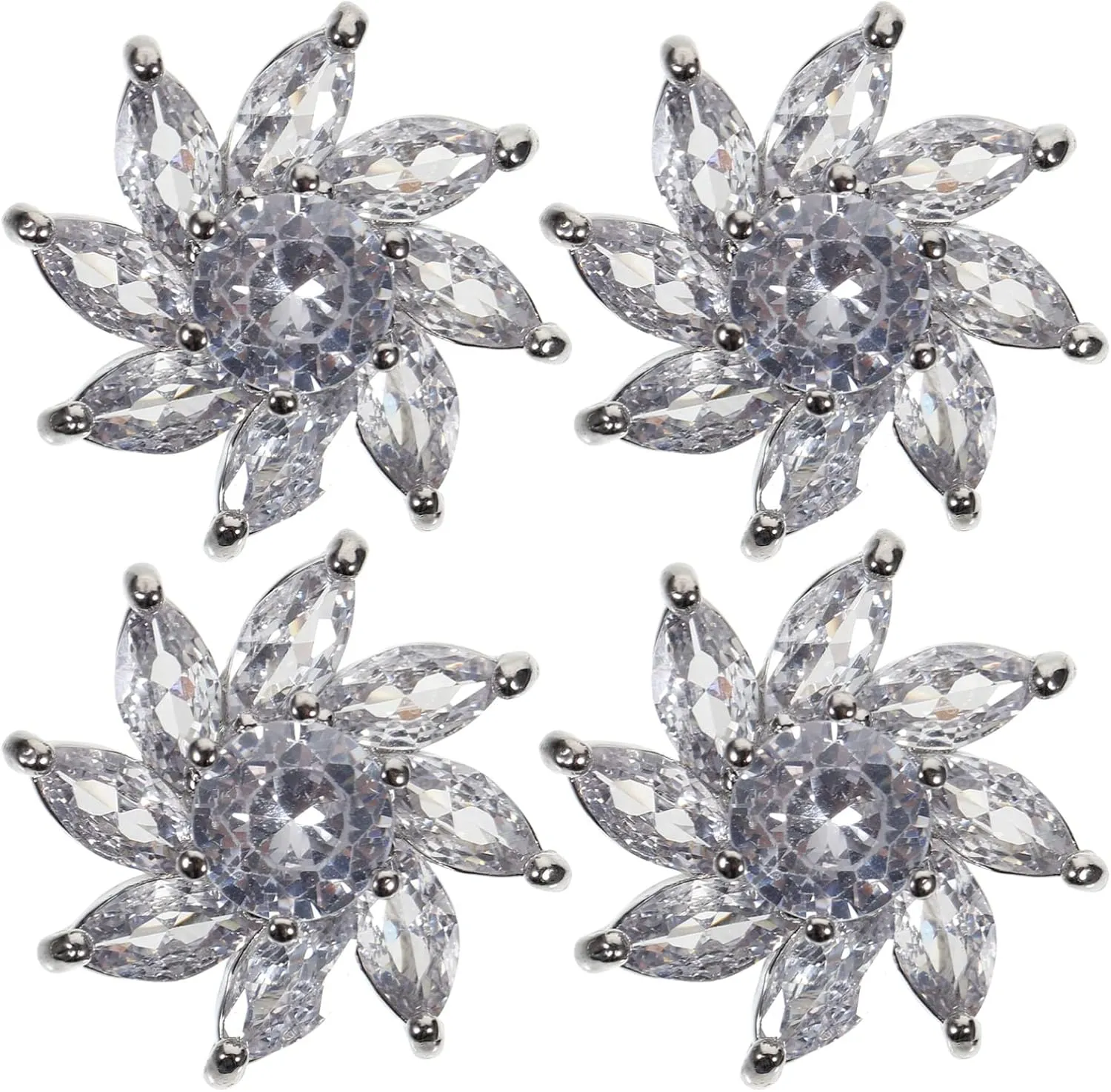 4Pcs Snowflake Zircon Decorative Buttons for Clothing DIY Craft Embellishments for Jackets Coats and Bags for Stylish Sewing Projects