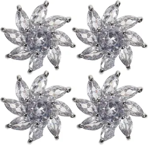 4Pcs Snowflake Zircon Decorative Buttons for Clothing DIY Craft Embellishments for Jackets Coats and Bags for Stylish Sewing Projects
