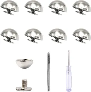 8 Sets 12MM Purse feet Rivets, Purse Hardware Brass Studs with Tools, Solid Brass Handbag Buttom Rivets, Dome Spikes and Studs for Repair and Decorate Clothing Shoes Belt Leather Bag
