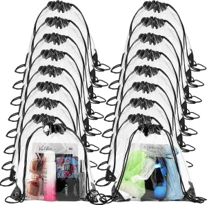 80 Pcs Clear Drawstring Backpack Bulk Stadium Approved Bags Waterproof Plastic Drawstring Bags for Stadium Events Sport Yoga Gym Concert Travel Beach Swimming Shopping