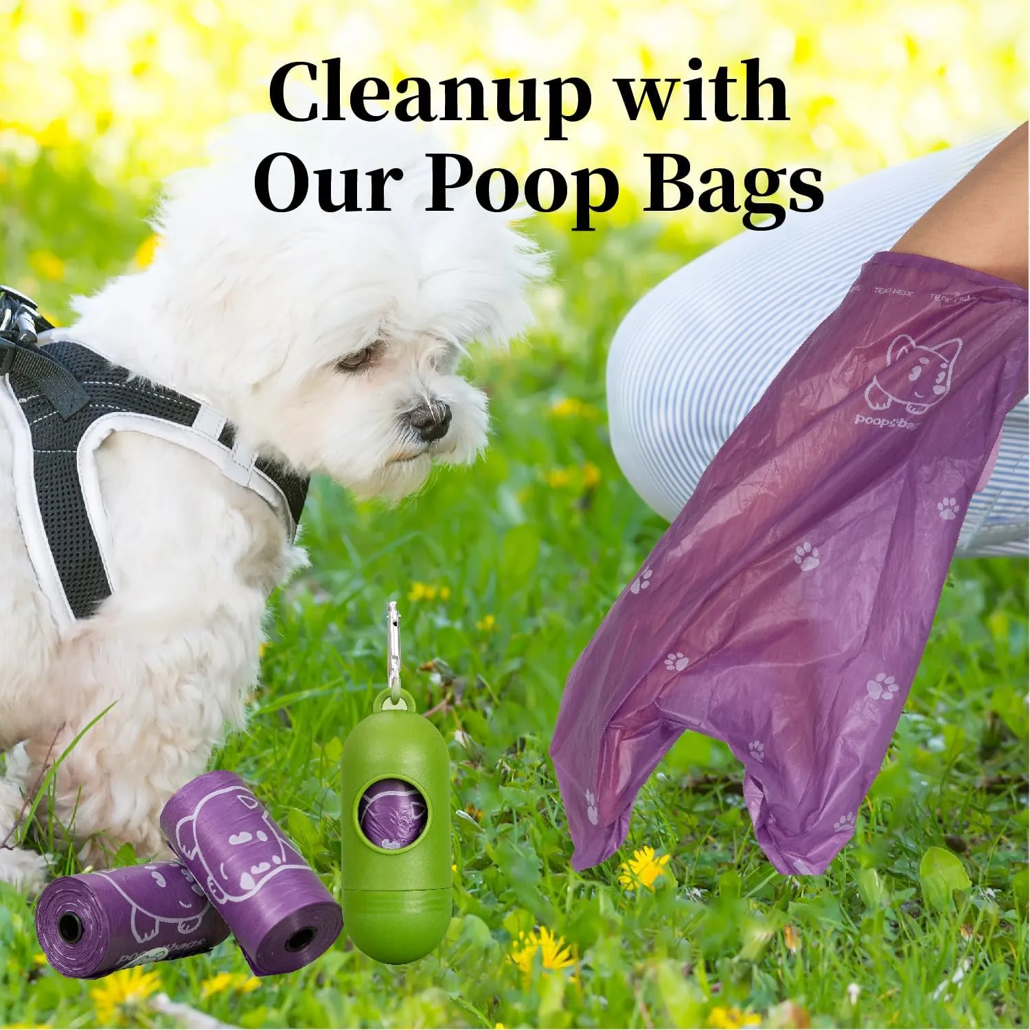 870 Counts Dog Poop Bags Rolls with Dispenser & Leash Clip, Scented Poop Bags for Dogs Waste, Extra Thick & Leak Proof for Poop Doggie Puppy Pet Waste, 9" x 13", Purple
