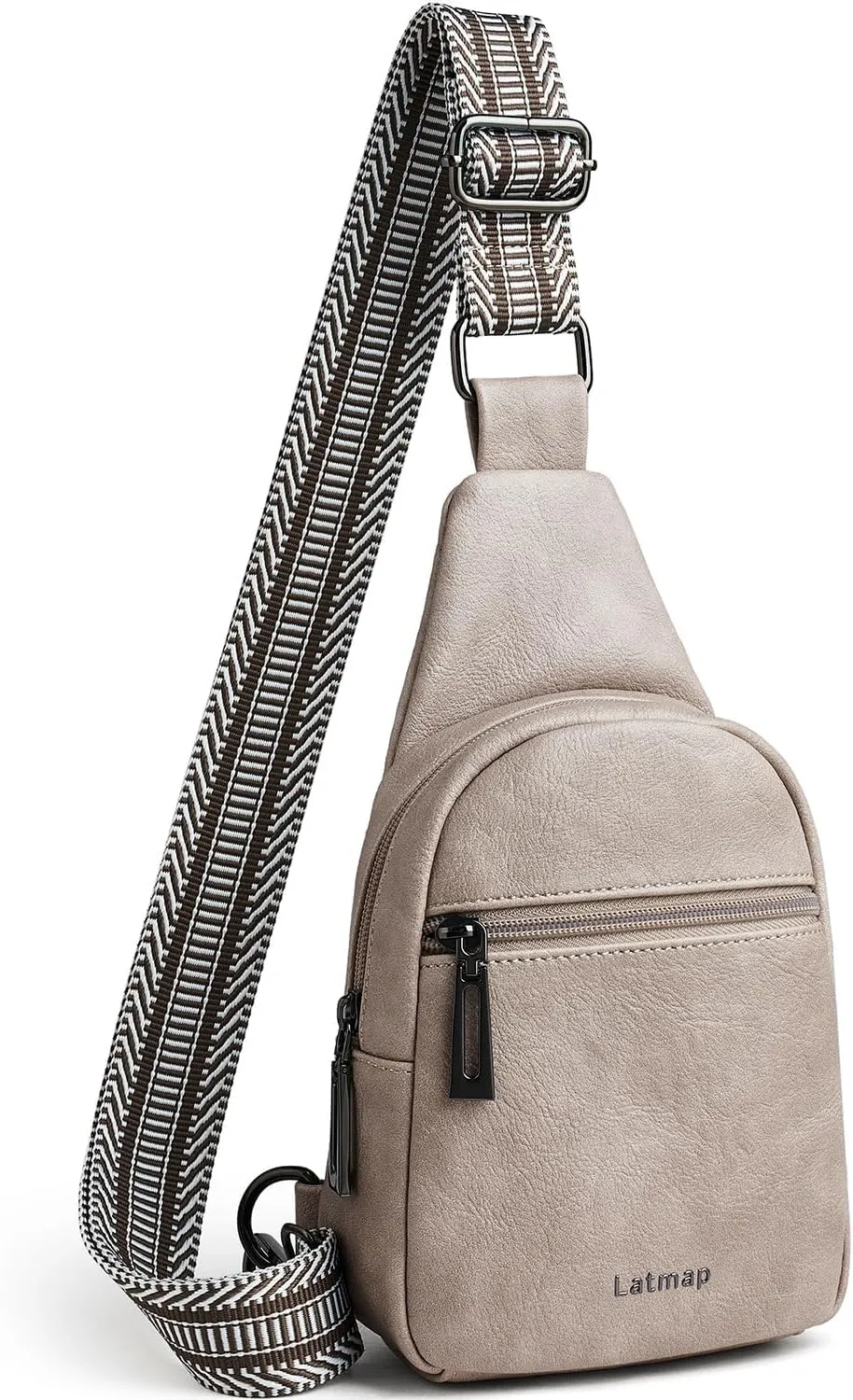 8L Crossbody Sling Bag Fanny Pack For Women Men Backpack Travel Shoulder Bags Purse Handbag Gifts For Her PU Leather Beige