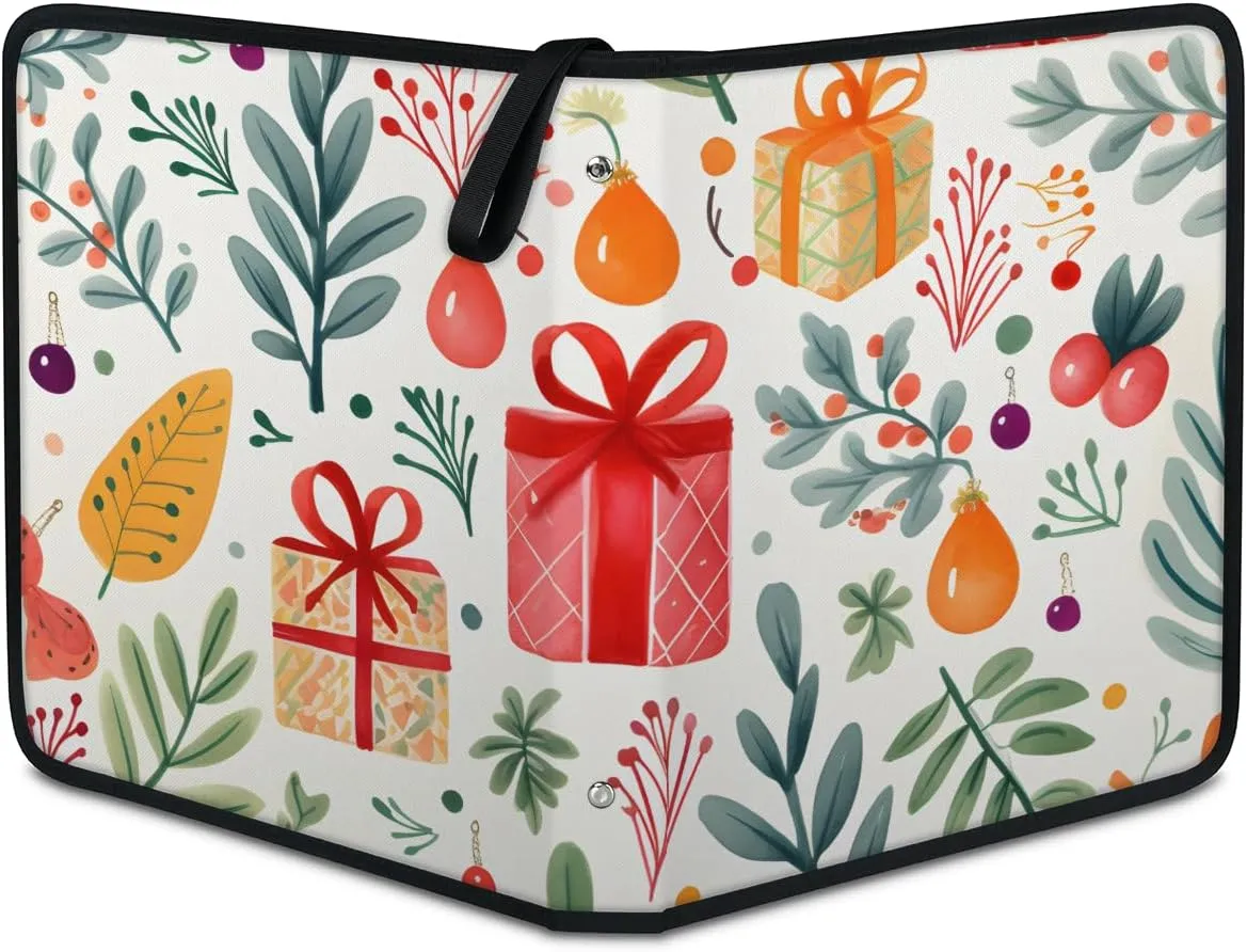 9 Pocket Card Binder, Colorful Floral 900 Pockets Collector Album with Zipper Trading Card Binder, Christmas Gift Box Double Sided Pocket Collection Binder