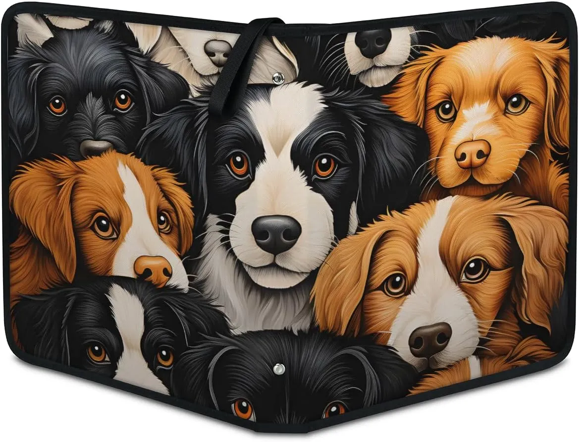 9 Pocket Card Binder, Cute Puppy 900 Pockets Collector Album with Zipper Trading Card Binder, Colorful Dog Double Sided Pocket Collection Binder