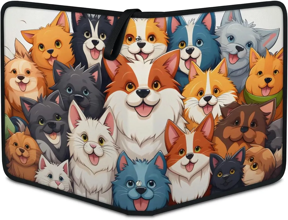 9 Pocket Card Binder, Lovely Dog 900 Pockets Collector Album with Zipper Trading Card Binder, Colorful Puppy Double Sided Pocket Collection Binder