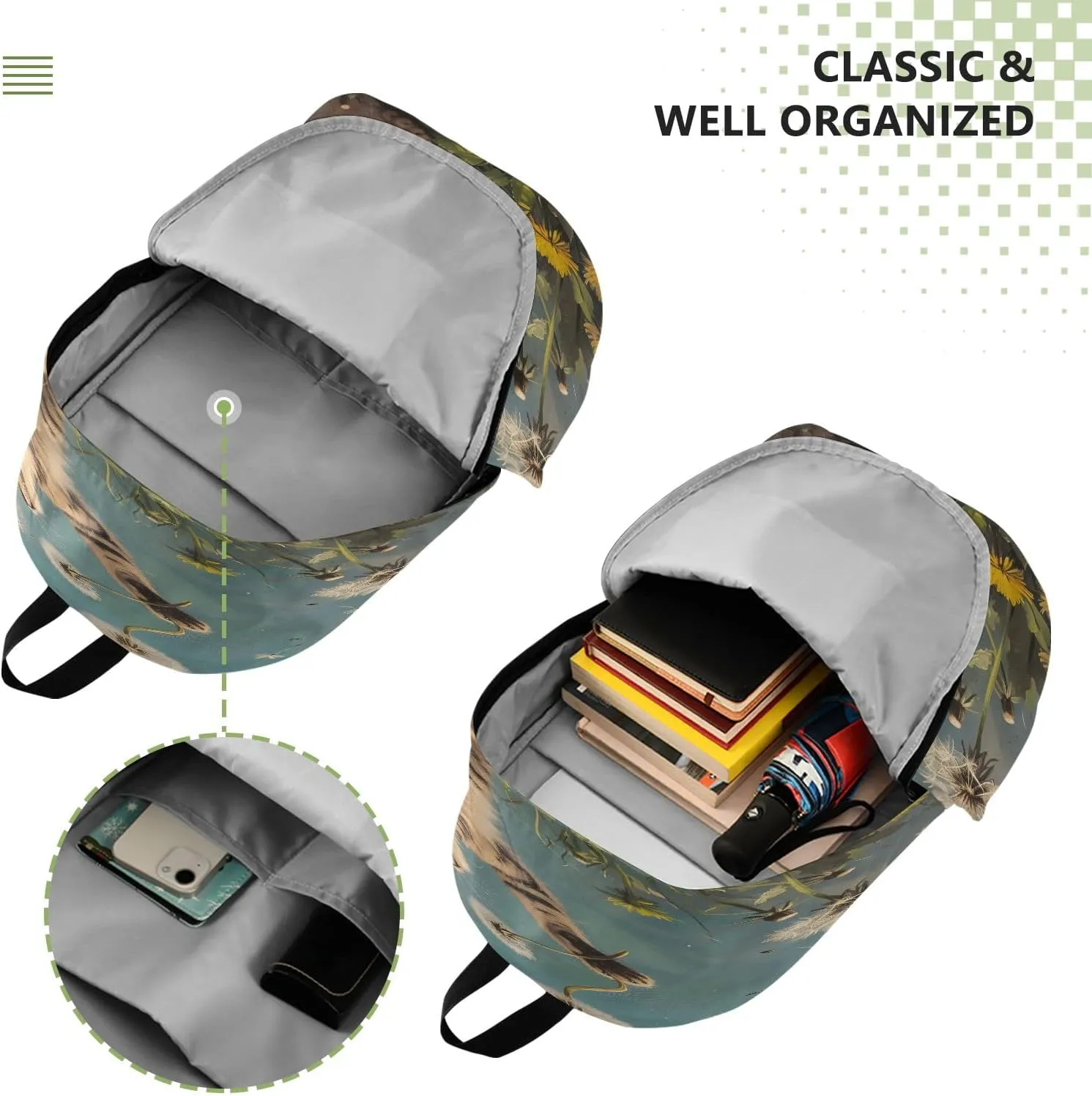 A Cat Playing with Dandelionsv Travel Backpack for Women Men Laptop Backpack College Bookbag Large Capacity Computer Backpacks for Work Travel