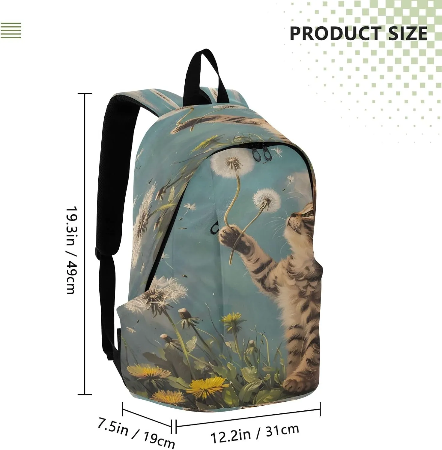 A Cat Playing with Dandelionsv Travel Backpack for Women Men Laptop Backpack College Bookbag Large Capacity Computer Backpacks for Work Travel