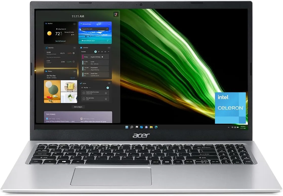 Acer Aspire 1 A115-32-C96U Slim Laptop | 15.6" FHD Display | Intel Celeron N4500 Processor | 4GB DDR4 | 128GB eMMC | WiFi 5 | Microsoft 365 Personal 1-Year Subscription | Windows 11 in S Mode, Silver