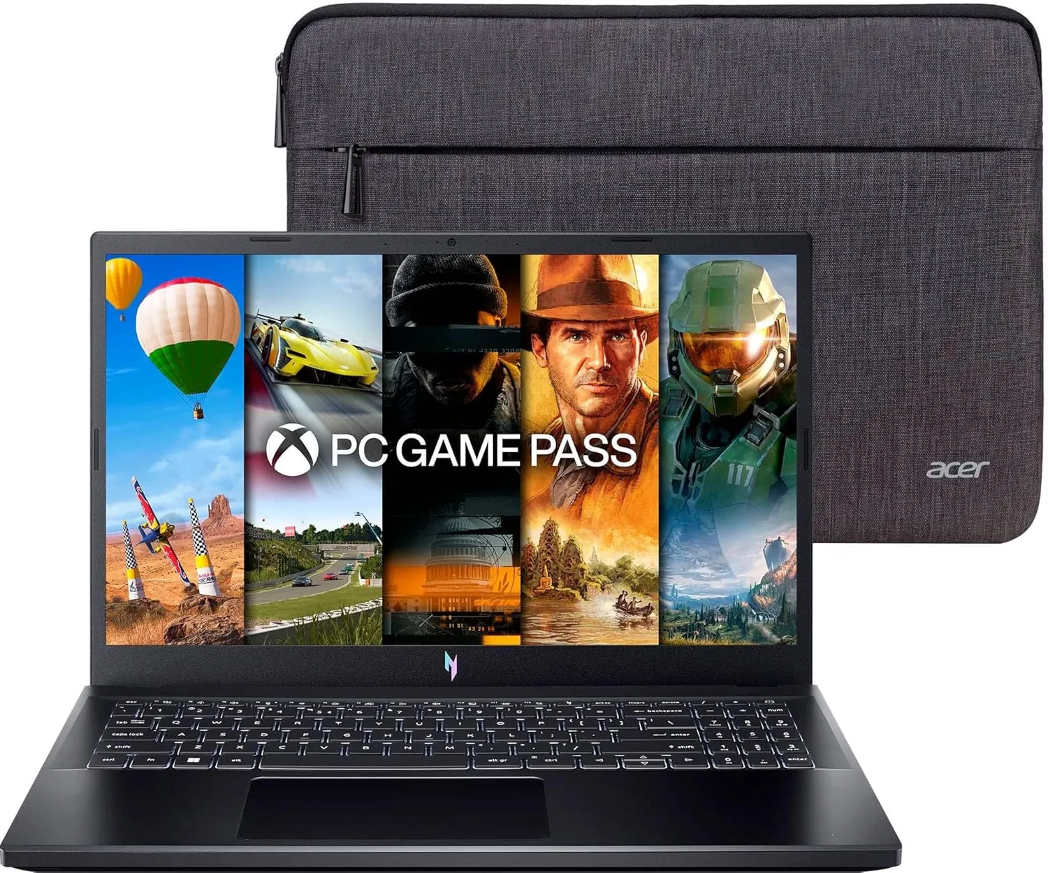 acer Nitro V Gaming Laptop, 15.6" FHD IPS Display, 144Hz, AMD Ryzen 5 7535HS, 6 Cores, GeForce RTX 4050, 16GB DDR5, 1TB SSD, Obsidian Black, Windows 11, BK, Laptop Bag, TWE Mouse Pad & Mouse