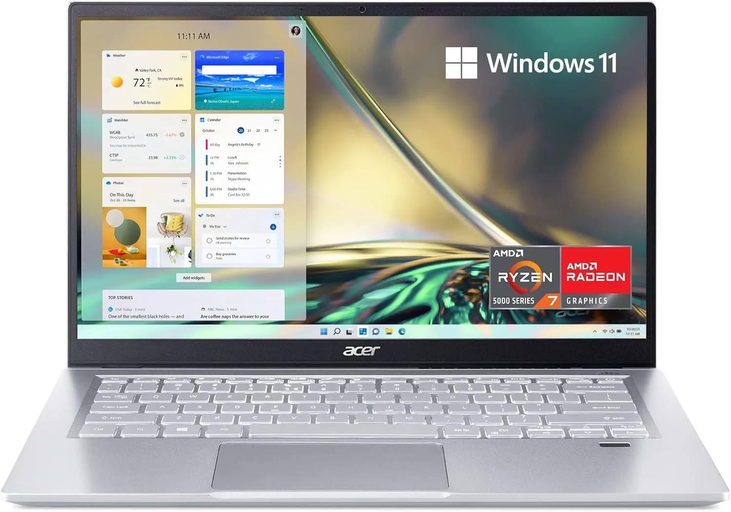 Acer Swift 3 SF314-43-R6NE Laptop | 14" FHD IPS | AMD Ryzen 7 5700U | Radeon Graphics | 16GB LPDDR4X | 512GB SSD | Wi-Fi 6 | Fingerprint Reader | Backlit Keyboard | Windows 11, Silver