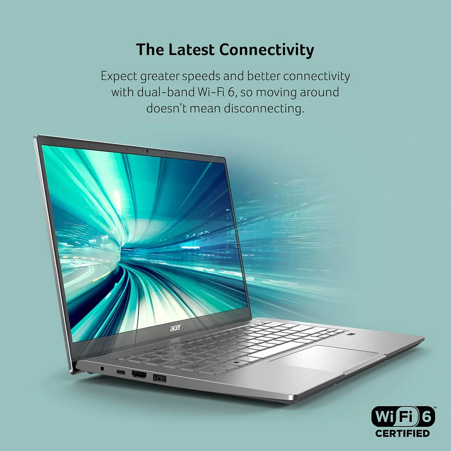Acer Swift 3 SF314-43-R6NE Laptop | 14" FHD IPS | AMD Ryzen 7 5700U | Radeon Graphics | 16GB LPDDR4X | 512GB SSD | Wi-Fi 6 | Fingerprint Reader | Backlit Keyboard | Windows 11, Silver
