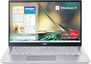 Acer Swift 3 SF314-43-R6NE Laptop | 14" FHD IPS | AMD Ryzen 7 5700U | Radeon Graphics | 16GB LPDDR4X | 512GB SSD | Wi-Fi 6 | Fingerprint Reader | Backlit Keyboard | Windows 11, Silver